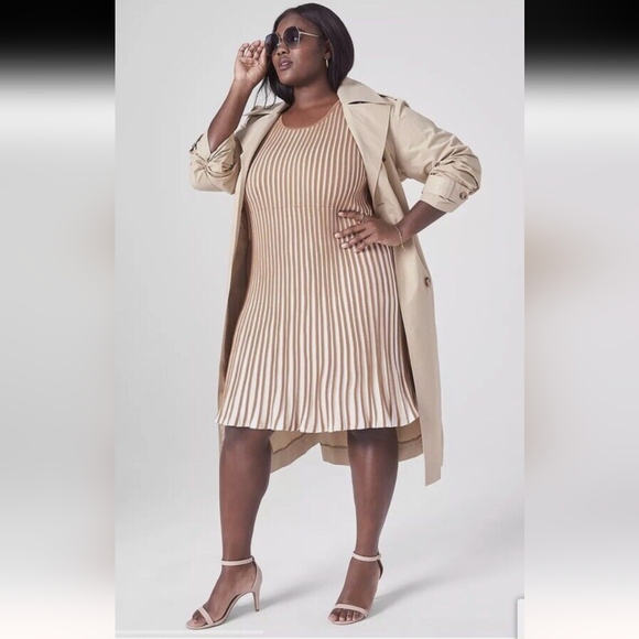 Lane Bryant Dresses & Skirts - NWT Lane Bryant Stretchy Pleated Caramel/Cream Dress. Sz 18/20